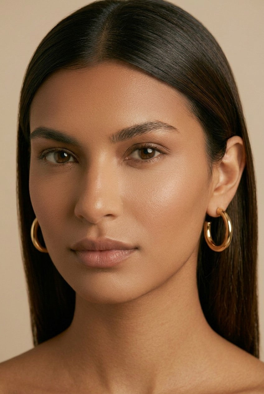 18k Gold Filled Classic Tube C-Hoop Earrings | Available in 3 Sizes