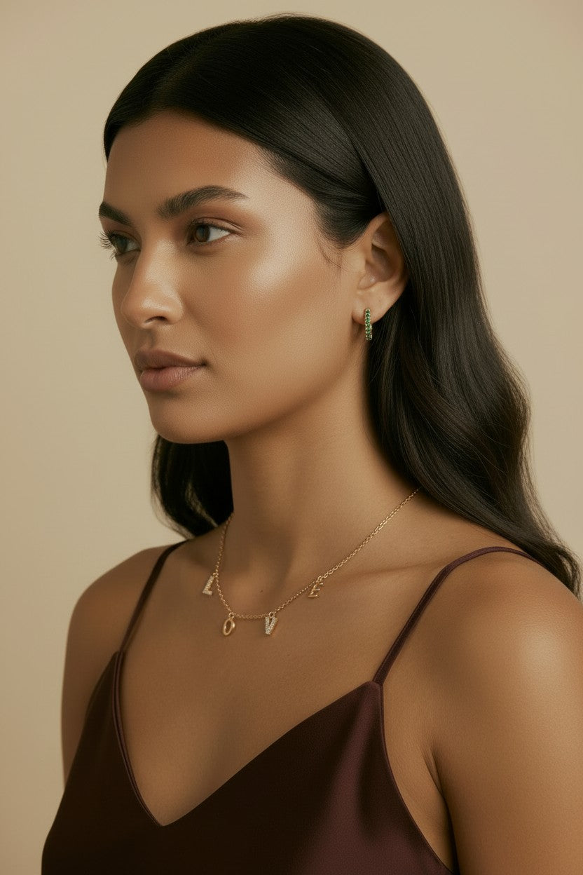 18k Gold Filled Emerald CZ Huggie Earrings | Set of 3