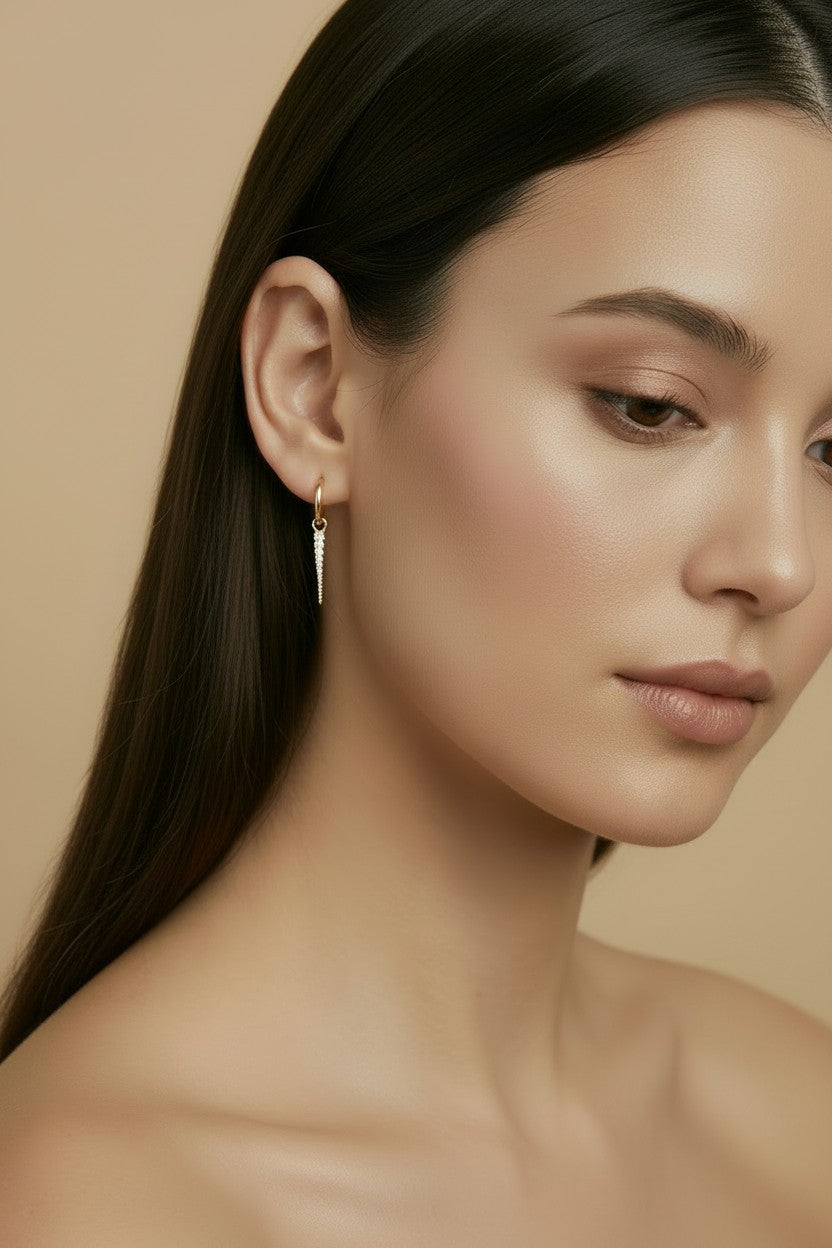 18k Gold Filled CZ Spear Earring Charm | Edgy Minimalist Add-On