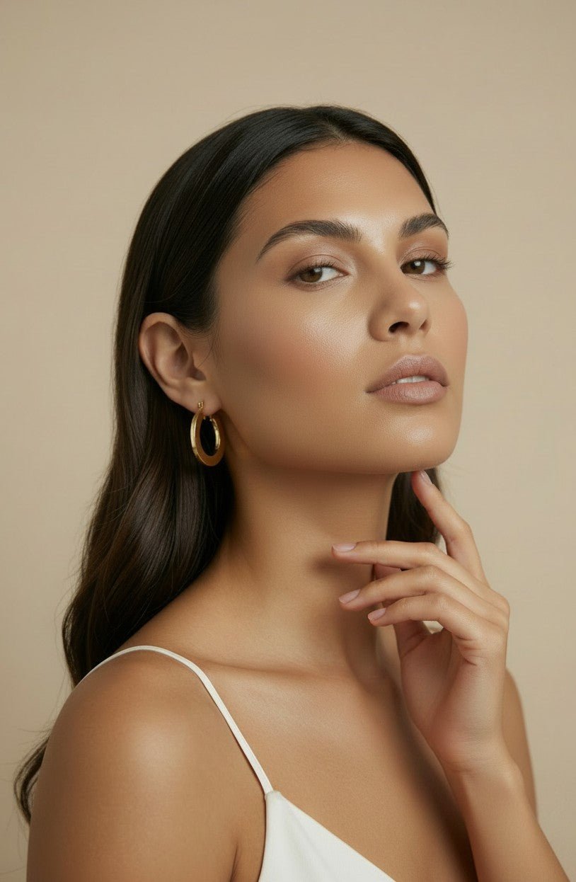 ✨ 18k Gold Filled Flat Hoop Earrings — A Different Face. A Different Light. Two Sizes.