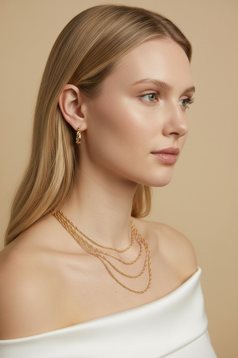 18k Gold Filled 1.7mm Singapore Chain Necklace | Classic Elegance