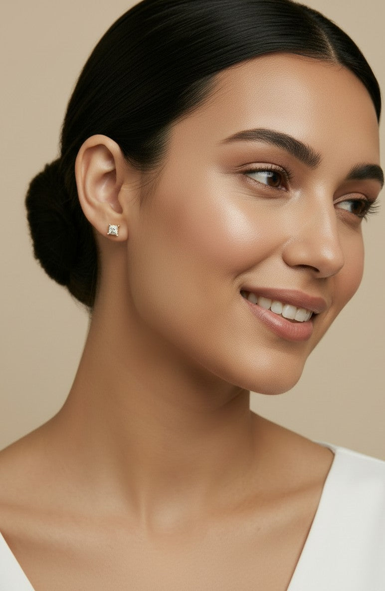 ✨ 18k Gold Filled Mini Pavé CZ Square Stud Earrings — Small. Square. Fully Sparkling.