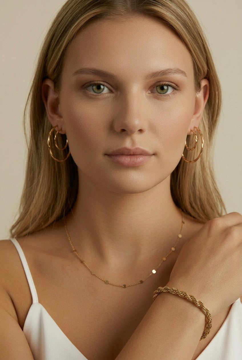 18k Gold Filled Continuous Twisted Tube Hoop Earrings | Endless Style