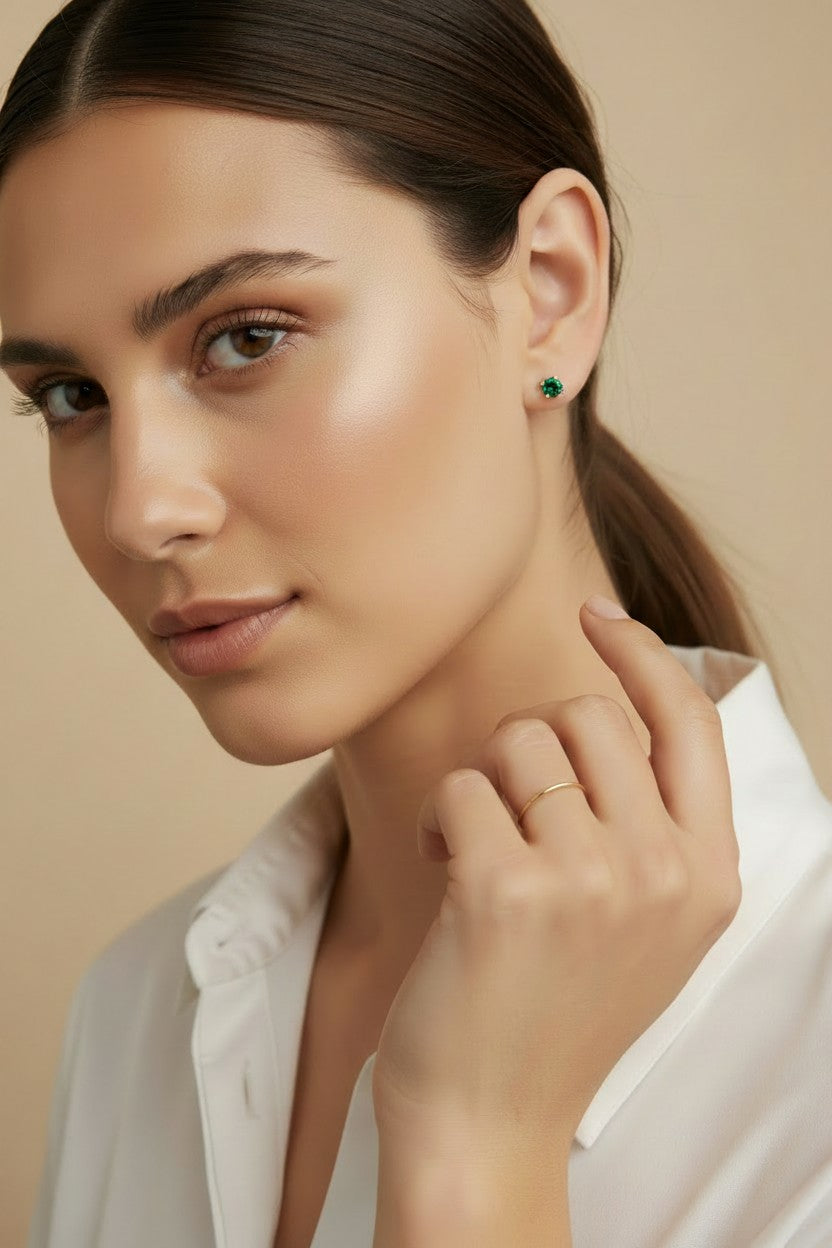 ✨ 18k Gold Filled Colored CZ Prong Stud Earrings — The Classic Setting. The Most Expressive Stone.