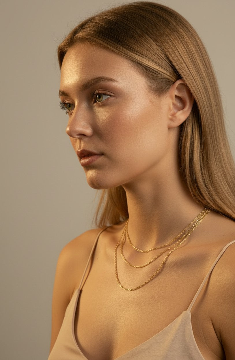✨ 18k Gold Filled 0.9mm Cable Chain Necklace — The Most Delicate Chain. The Most Versatile Foundation.