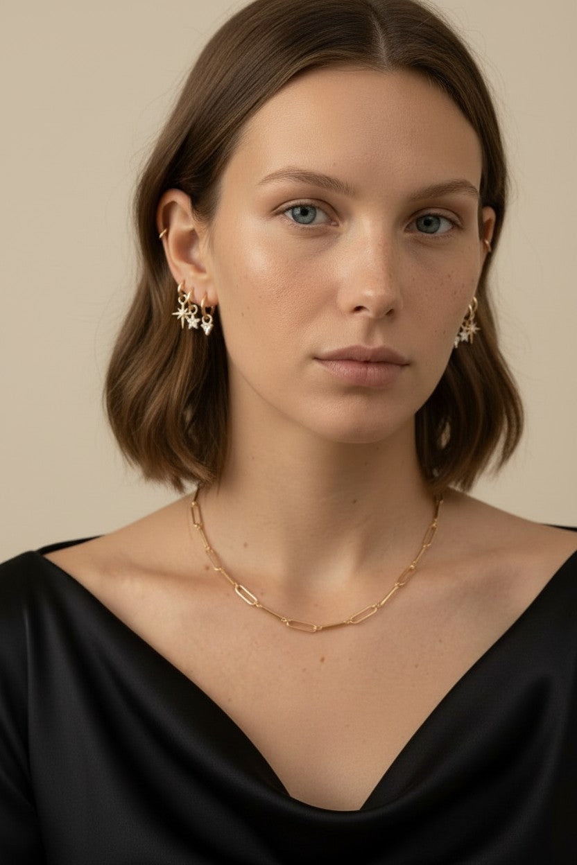 18k Gold Filled Mini Starburst Earring Charm | Bold Hoop Add-On