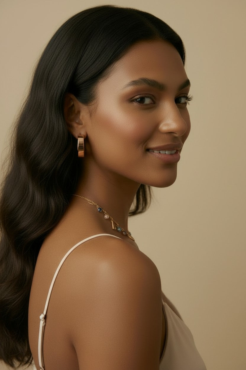 18k Gold Filled Flat Tube C-Hoop Earrings | Bold Simplicity