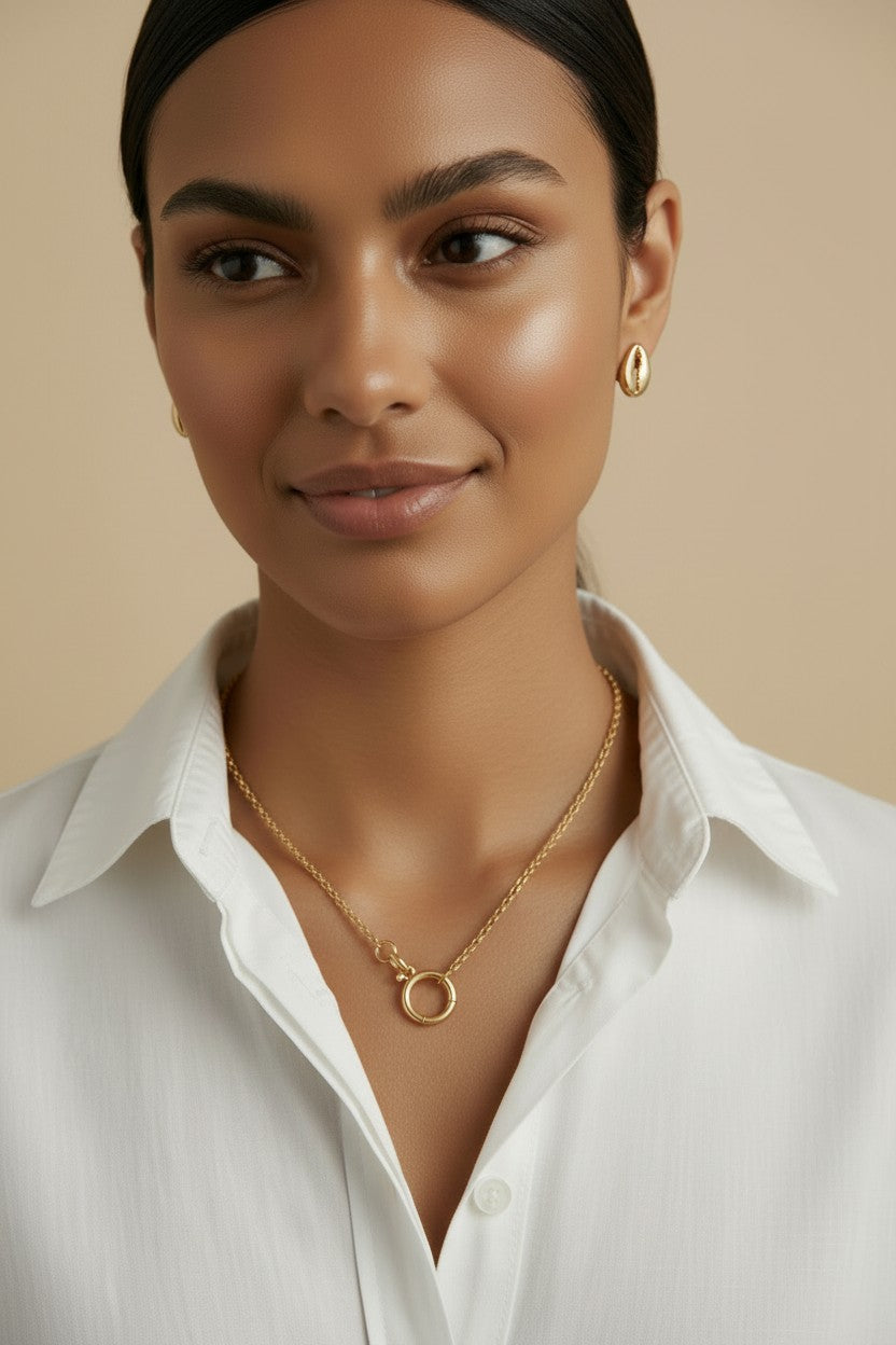 18k Gold Filled Cowrie Shell Stud Earrings | Symbol of Womanhood & Heritage