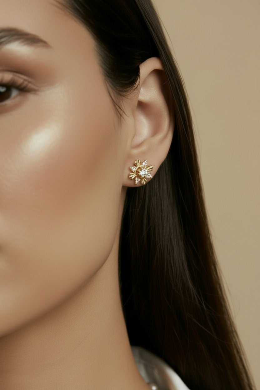 18k Gold Filled 2-Part Round Stud Earrings | Two Looks in One