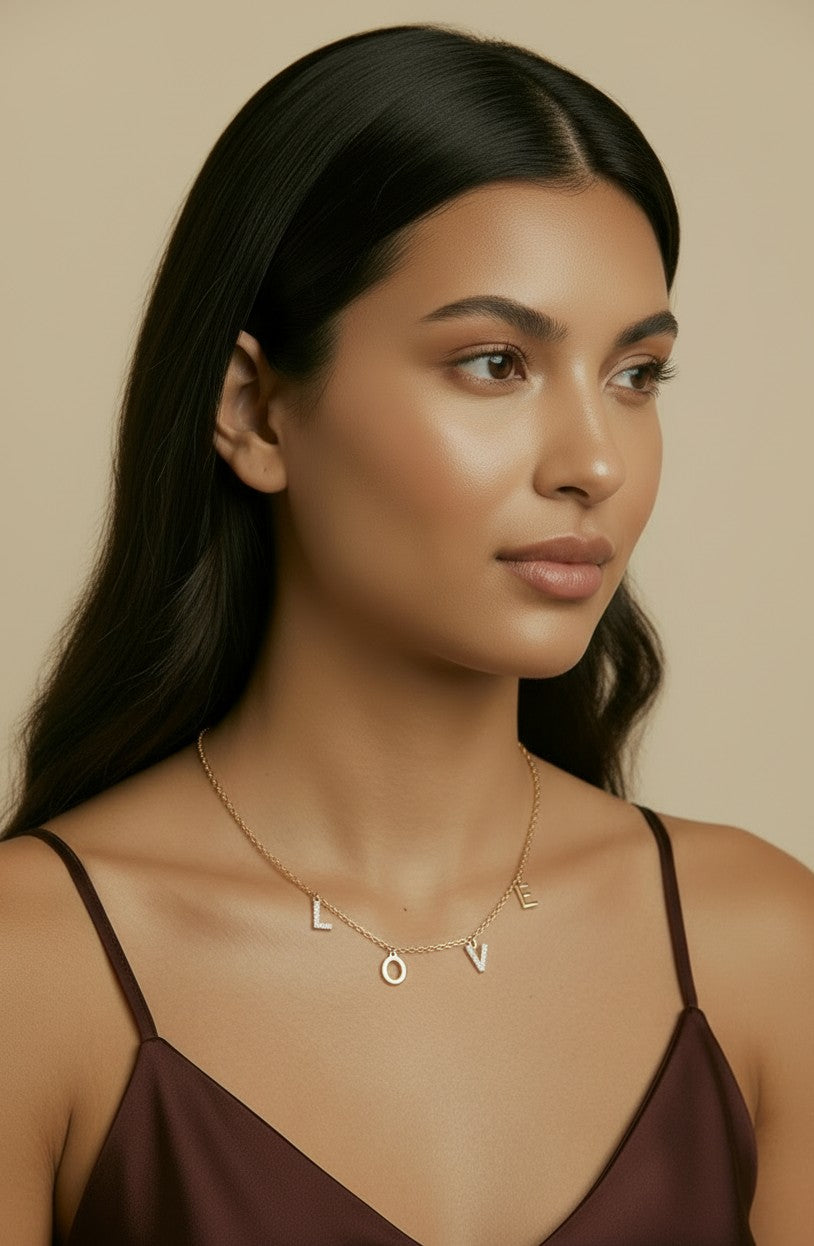 ✨18k Gold Filled Dainty Love Letters Necklace | Delicate 1.3mm Link Chain