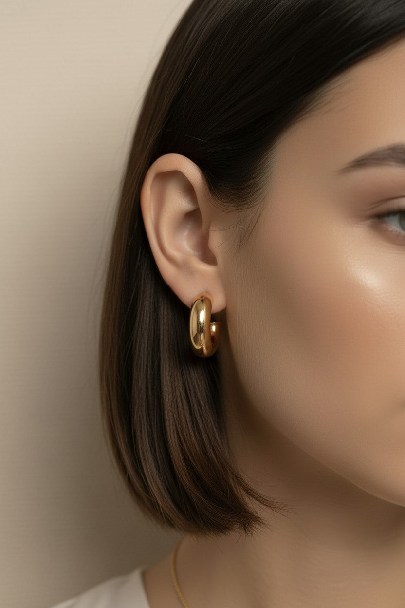 18k Gold Filled Small Hollow Tube Semi Hoop Earrings | A Collection Essential