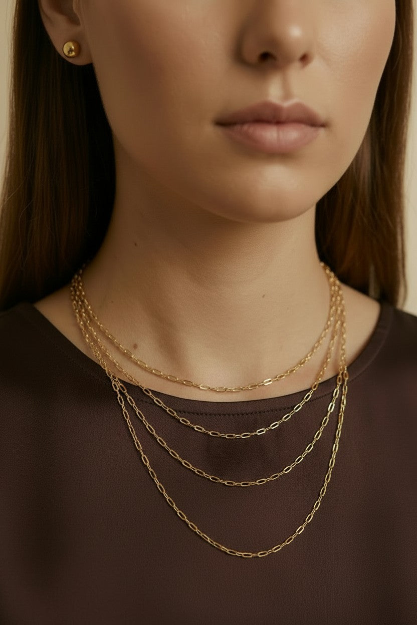 18k Gold Filled Diamond Cut Mirror Chain Necklace | Brilliant Light-Catching Sparkle