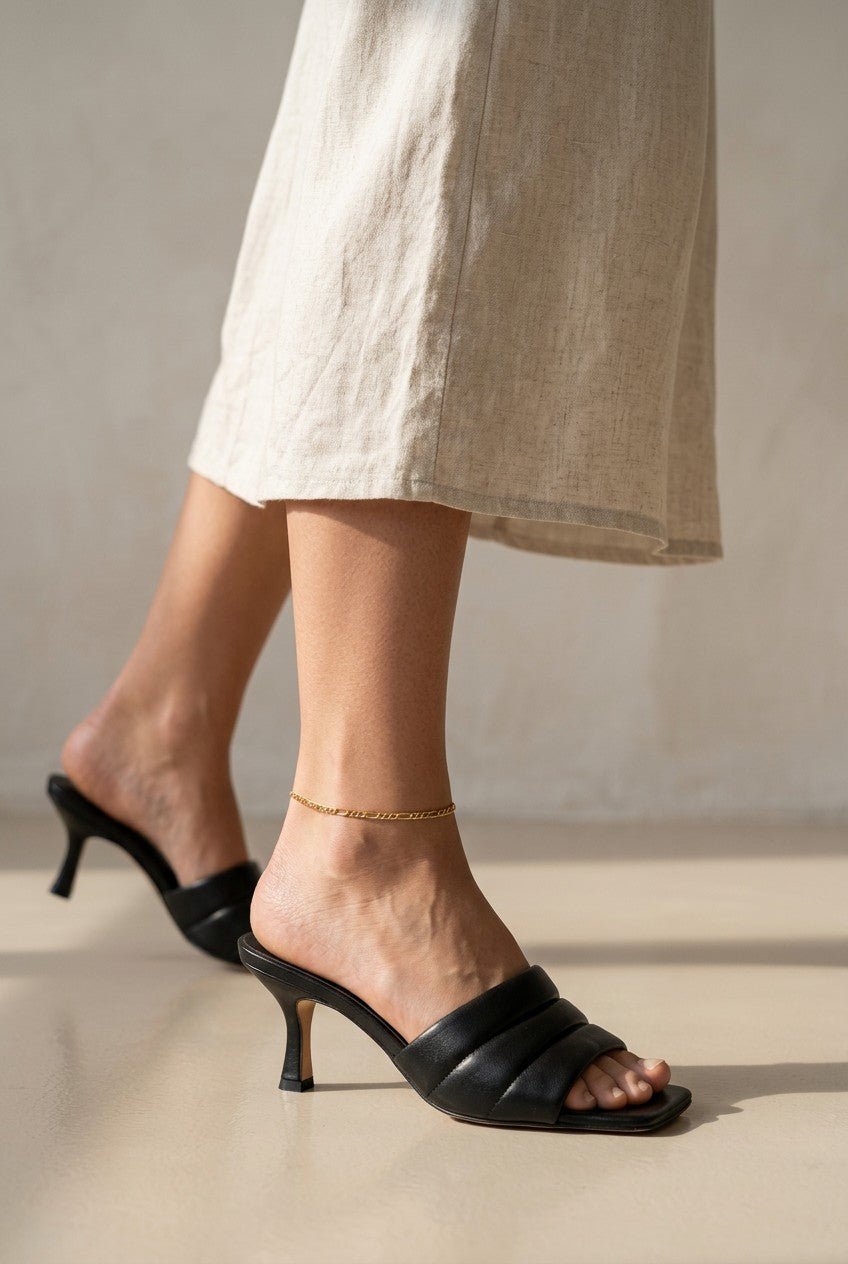 18k Gold Filled 3x1 Rounded Figaro Chain Anklet | Classic Italian-Inspired Style