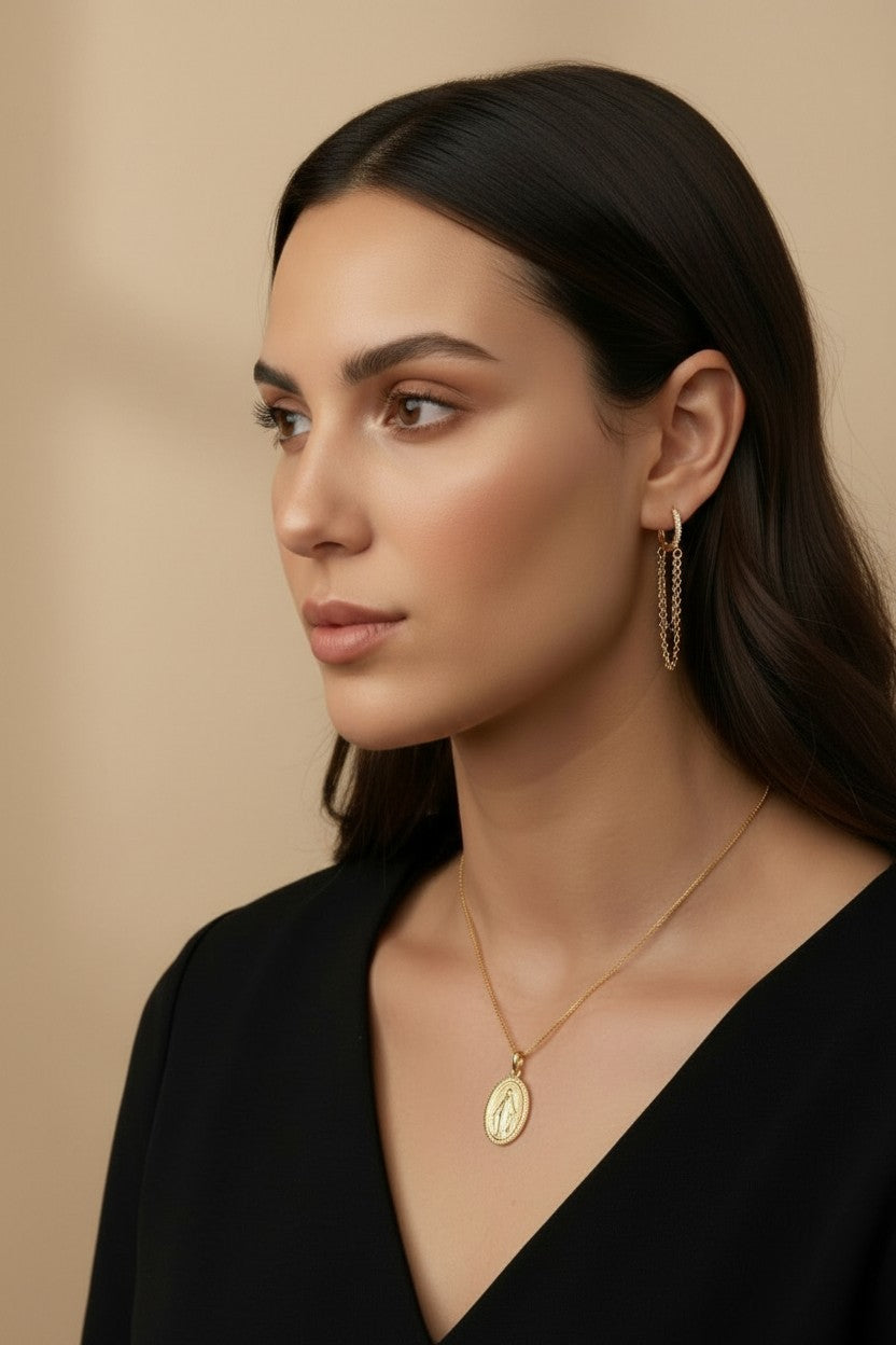 18k Gold Filled Double-Sided Lady of Grace Medal Pendant | Faith Meets Fashion