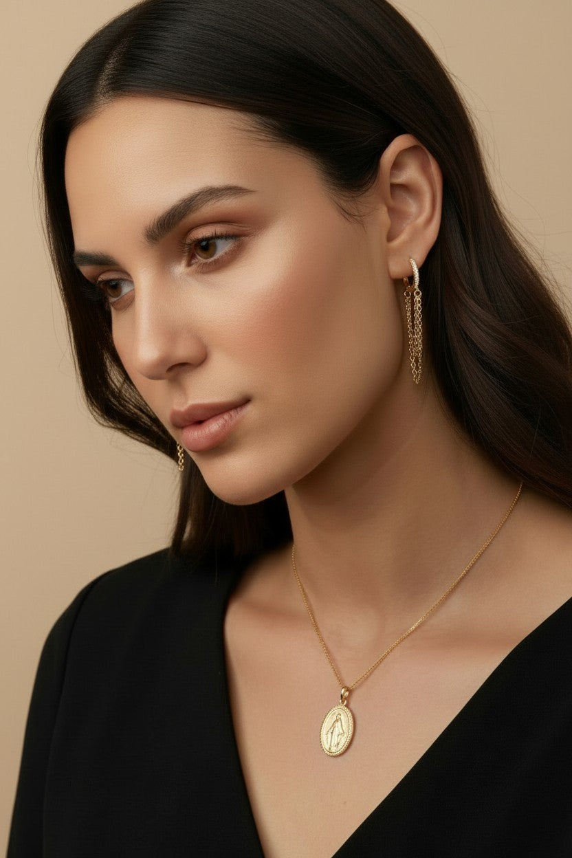 18k Gold Filled Double-Sided Lady of Grace Medal Pendant | Faith Meets Fashion