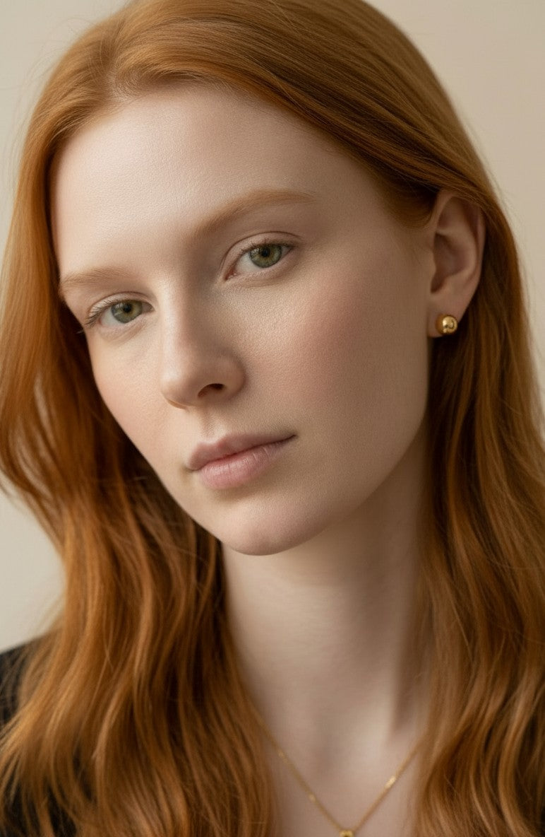 14k Solid Gold Dainty Sphere Earrings | Minimalist Everyday Studs