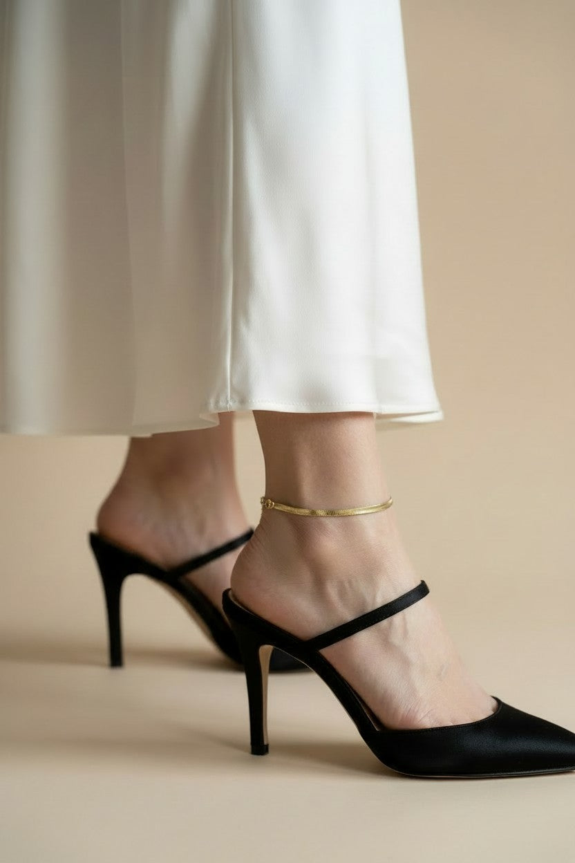 18k Gold Filled Herringbone Chain Anklet | Sophisticated Summer Essential