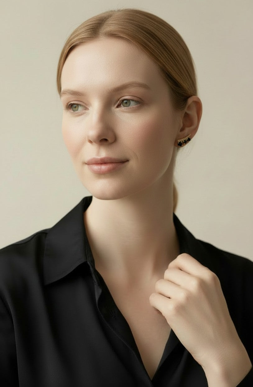 18k Gold Filled Triple Stone Ear Climber Earrings | True Craftsmanship