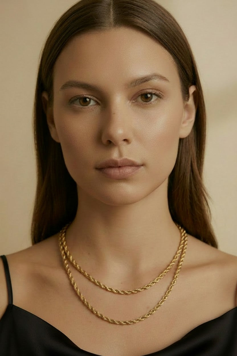 18k Gold Filled 3.0mm Rope Chain Necklace | Bold Classic Style