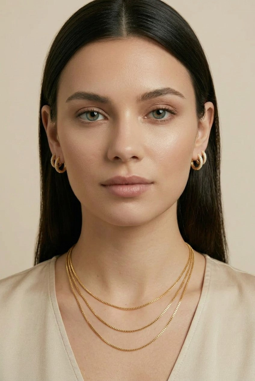18k Gold Filled 1.2mm Box Chain Necklace | Fine Everyday Essential