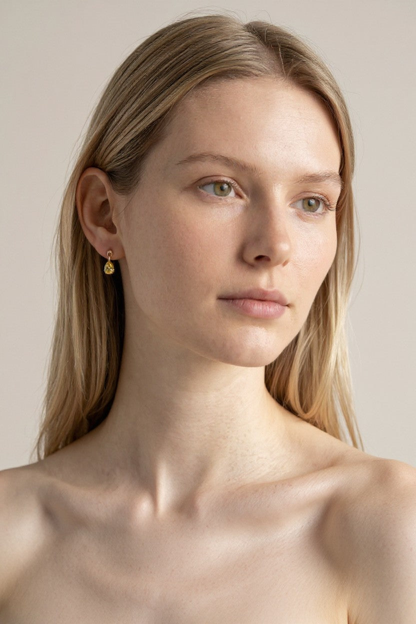 18k Gold Filled Colored CZ Teardrop  Earrings
