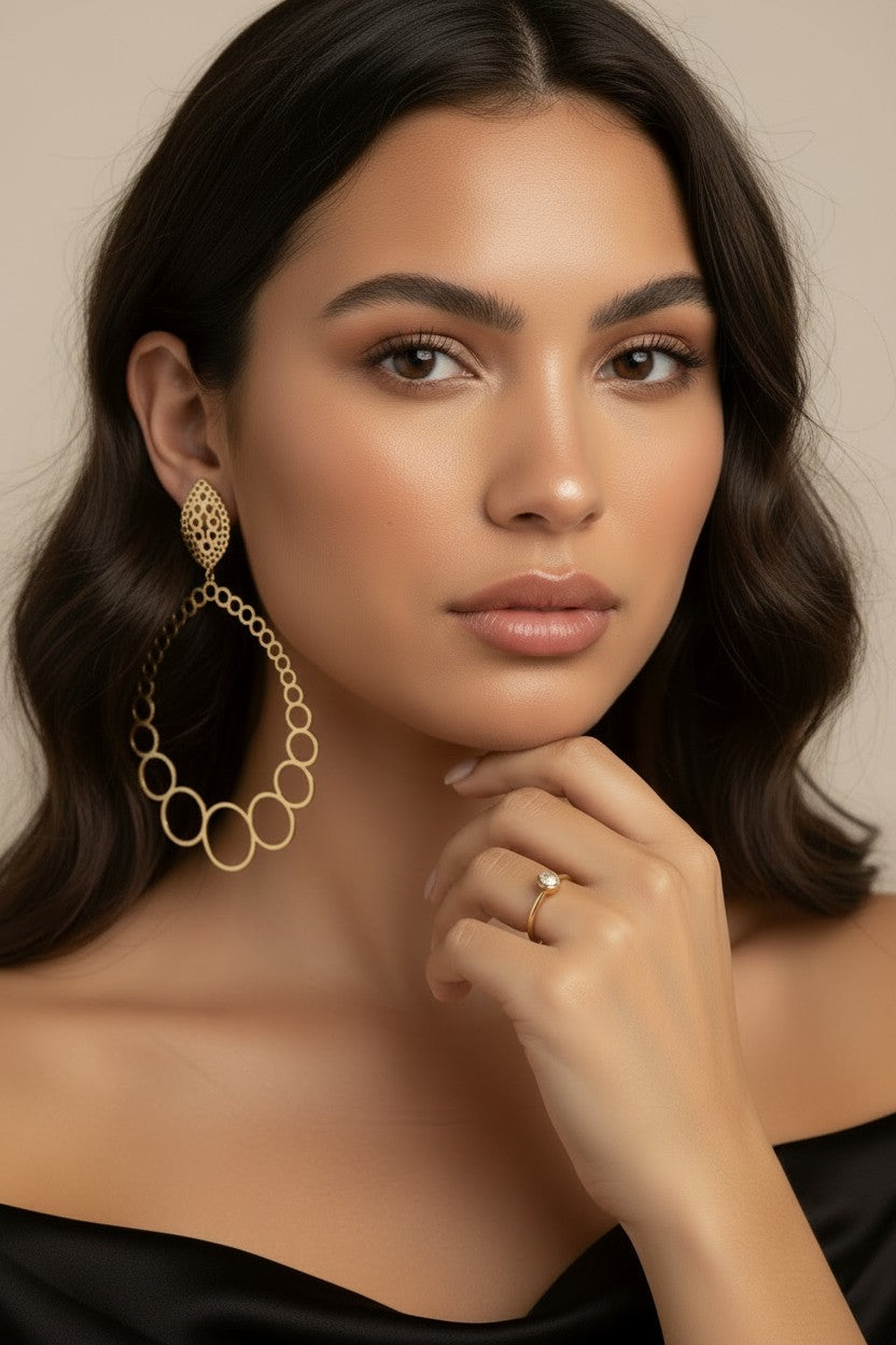 18k Gold Filled Round and Around Oversized Earrings | Bold Statement Style