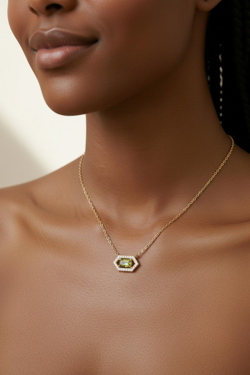 18k Gold Filled Baguette Birthstone Necklace | Personalized Sparkle