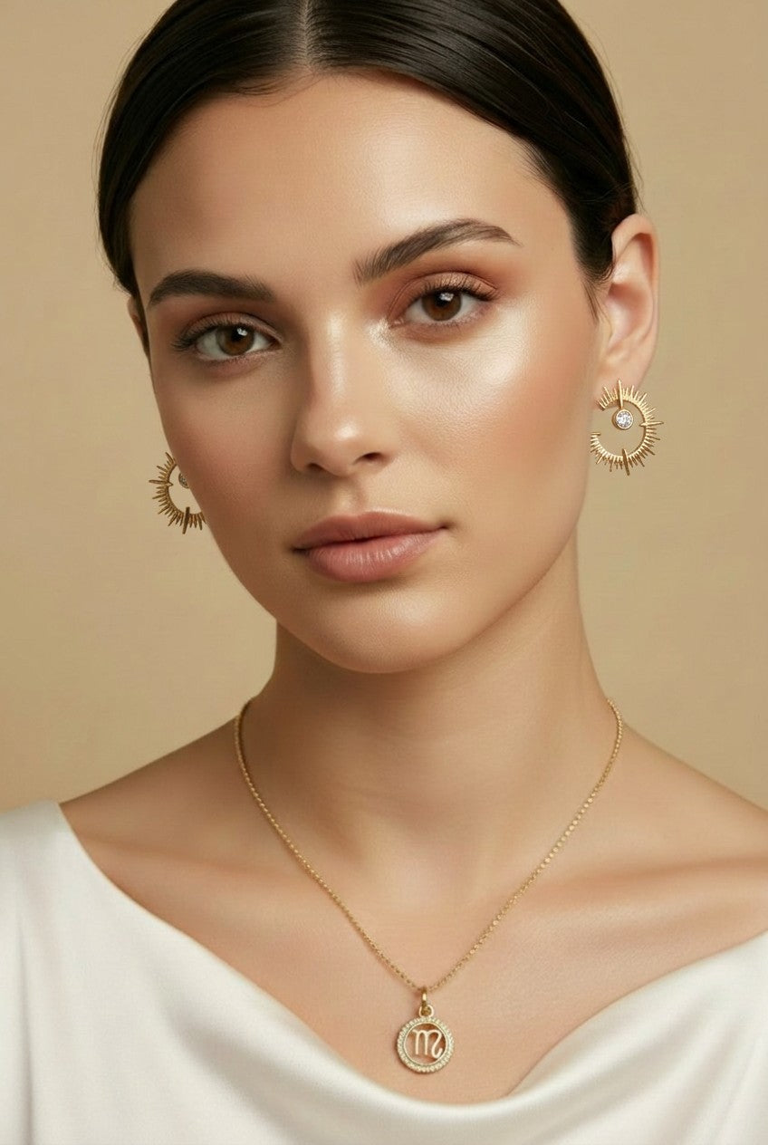 18k Gold Filled Spiked CZ Stud Earrings | Exclusive & Unique Style