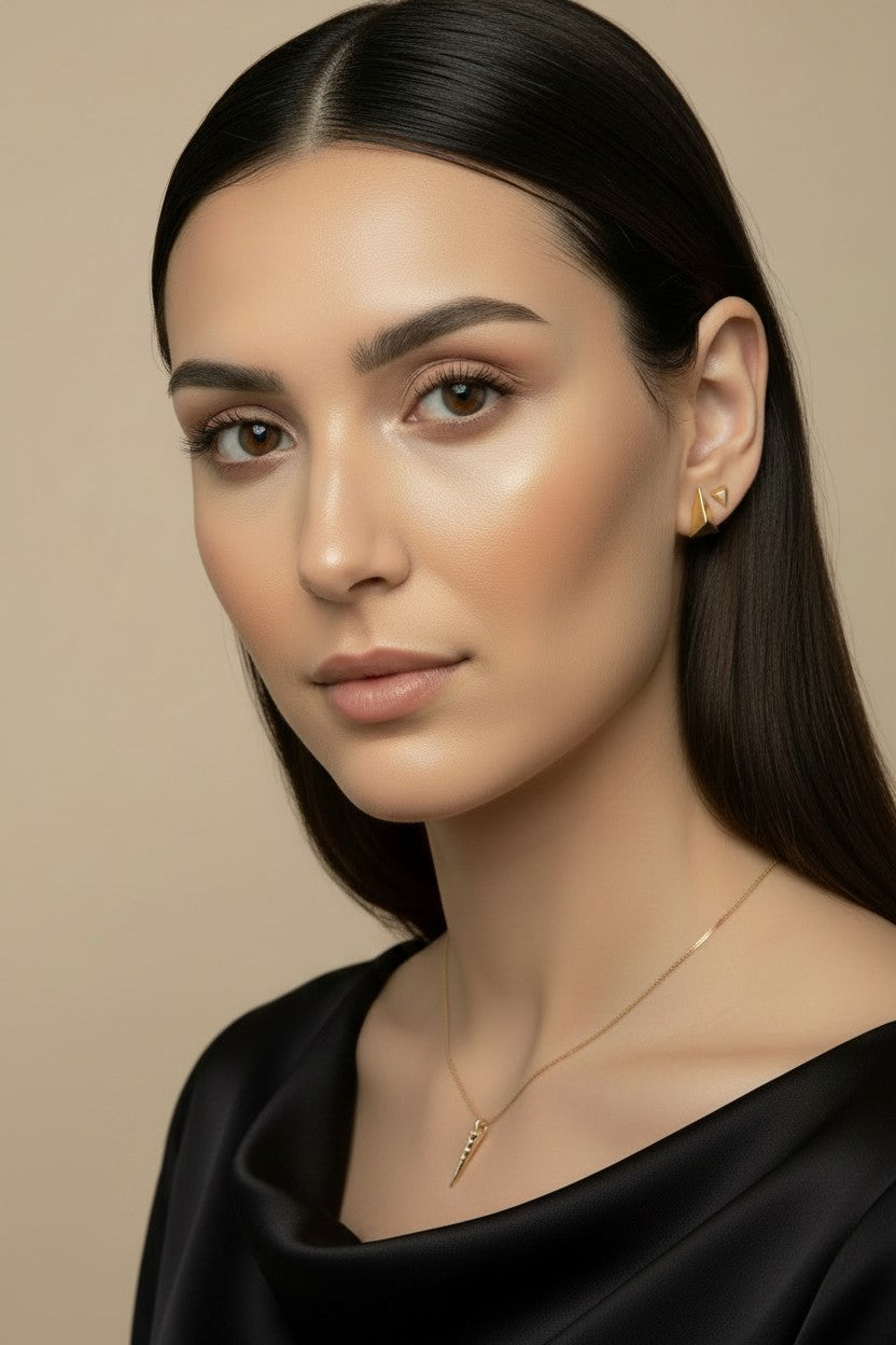 ✨ 18k Gold Filled Elongated Triangle Stud Earrings — The Sharpest Silhouette. The Most Architectural Stud.