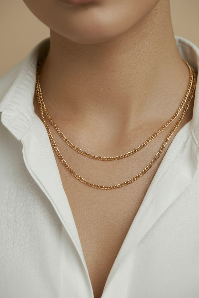 18k Gold Filled 3x1 Rounded Figaro Chain | Wear It or Build With It