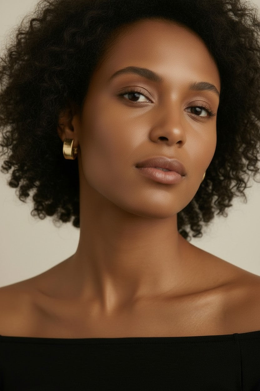 18k Gold Filled Flat Plate Clicker Hoop Earrings | Modern Minimalist Elegance