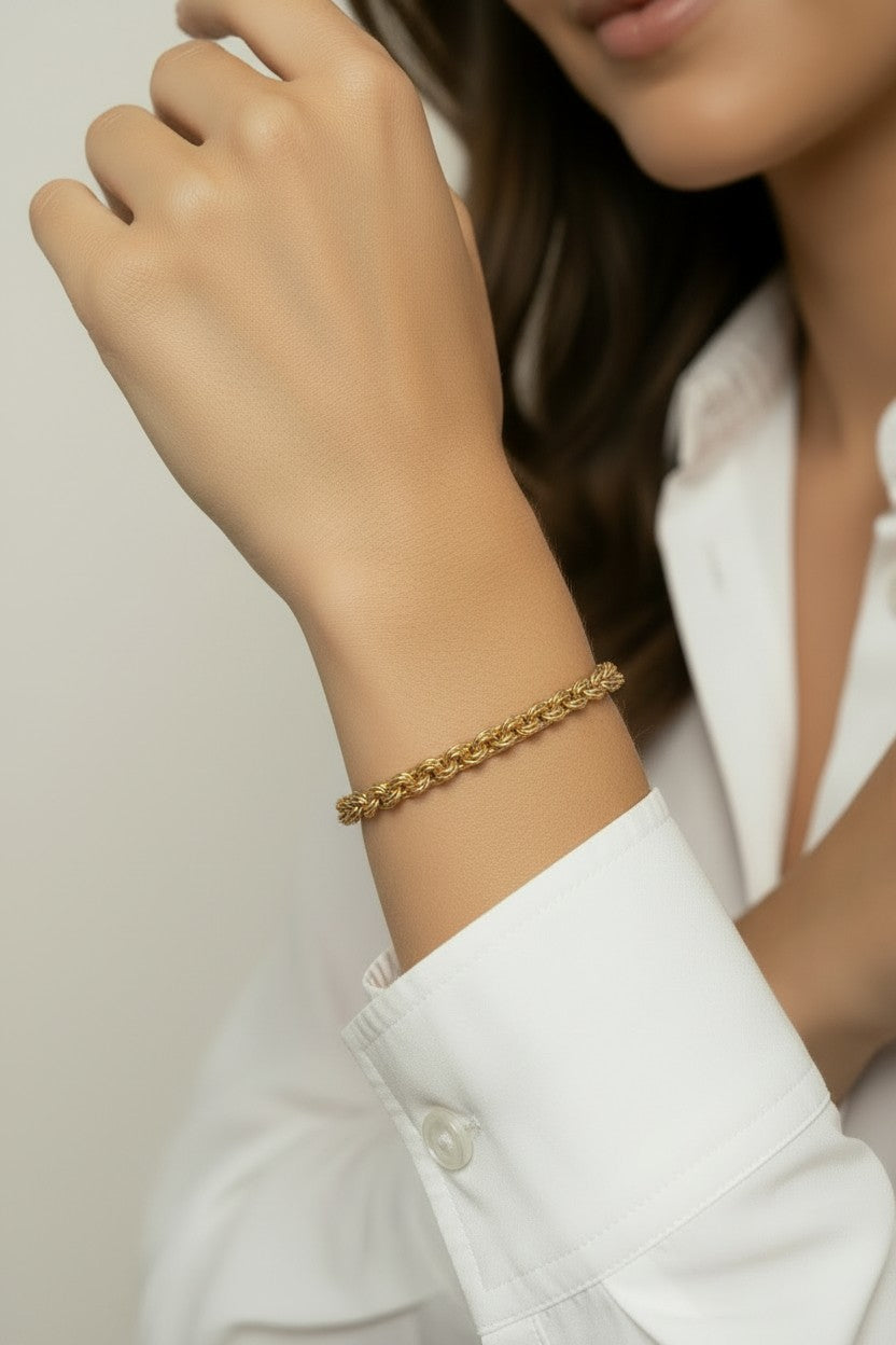 18k Gold Filled Double Link Rolo Chain Bracelet | Classic Meets Contemporary