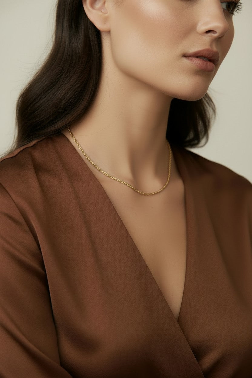 18k Gold Filled 1.7mm Rope Chain Necklace | Timeless Everyday Essential