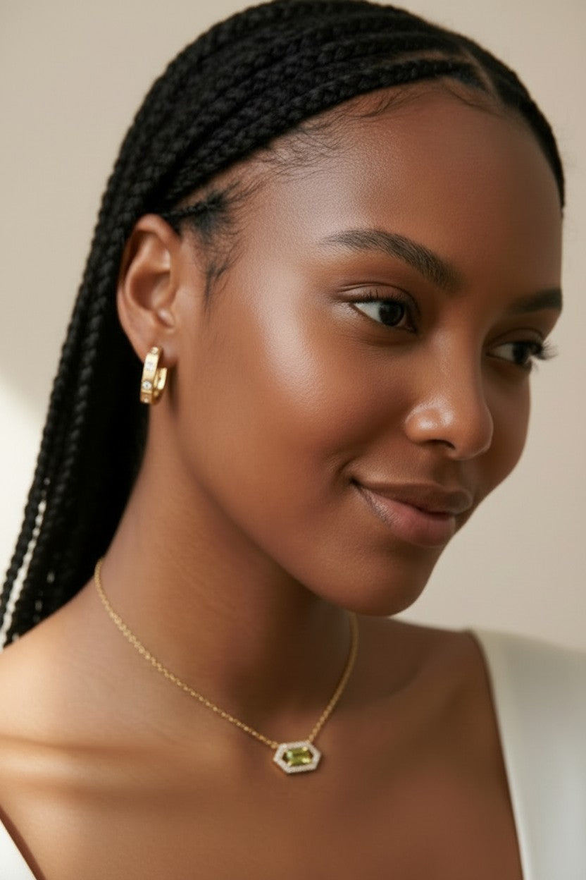 18k Gold Filled Baguette Birthstone Necklace | Personalized Sparkle