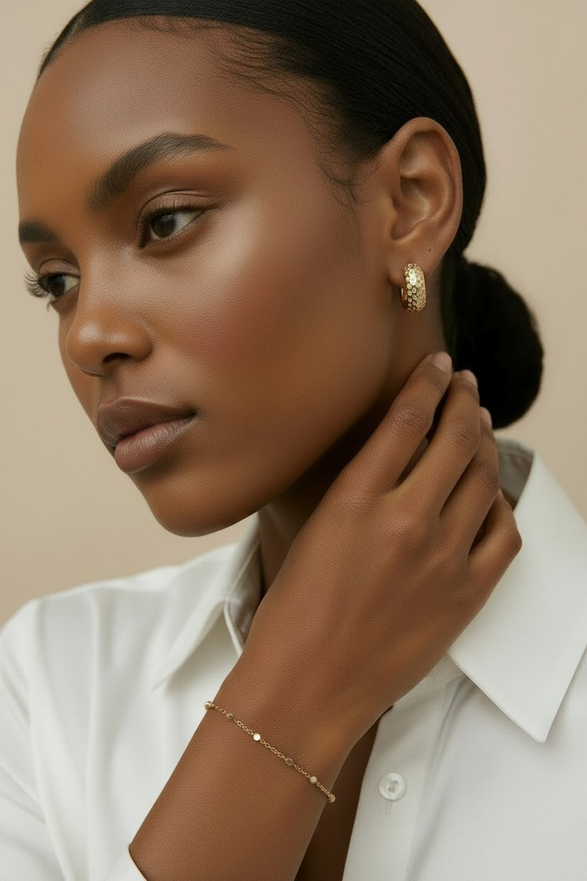 18k Gold Filled Pavé CZ C-Hoop Earrings | Understated Glamour