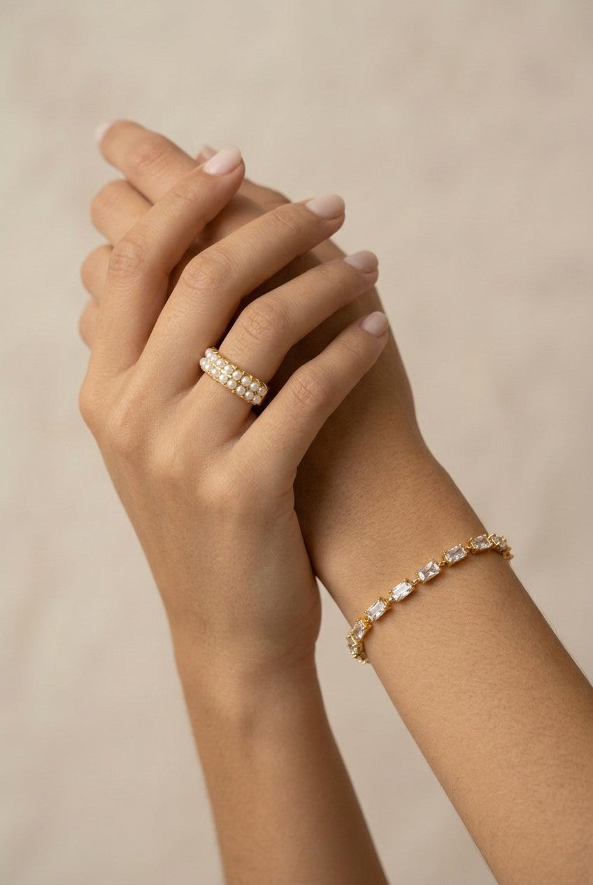 18k Gold Filled Double Pearl Ring | Modern Take on a Classic