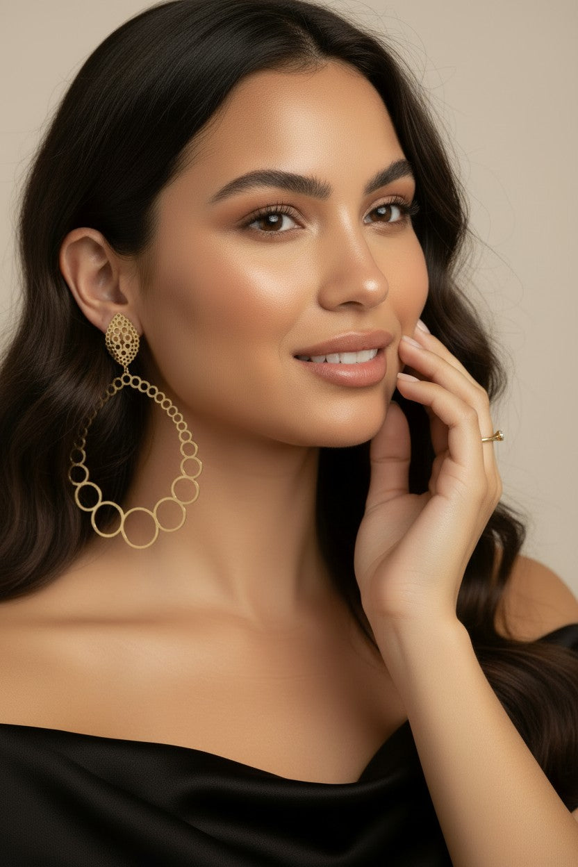 18k Gold Filled Round and Around Oversized Earrings | Bold Statement Style