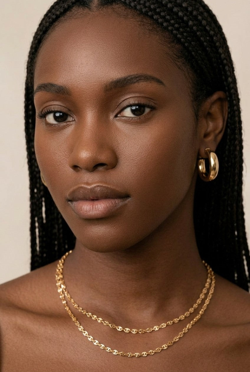 18k Gold Filled Diamond Cut Mirror Chain Necklace | Brilliant Light-Catching Sparkle