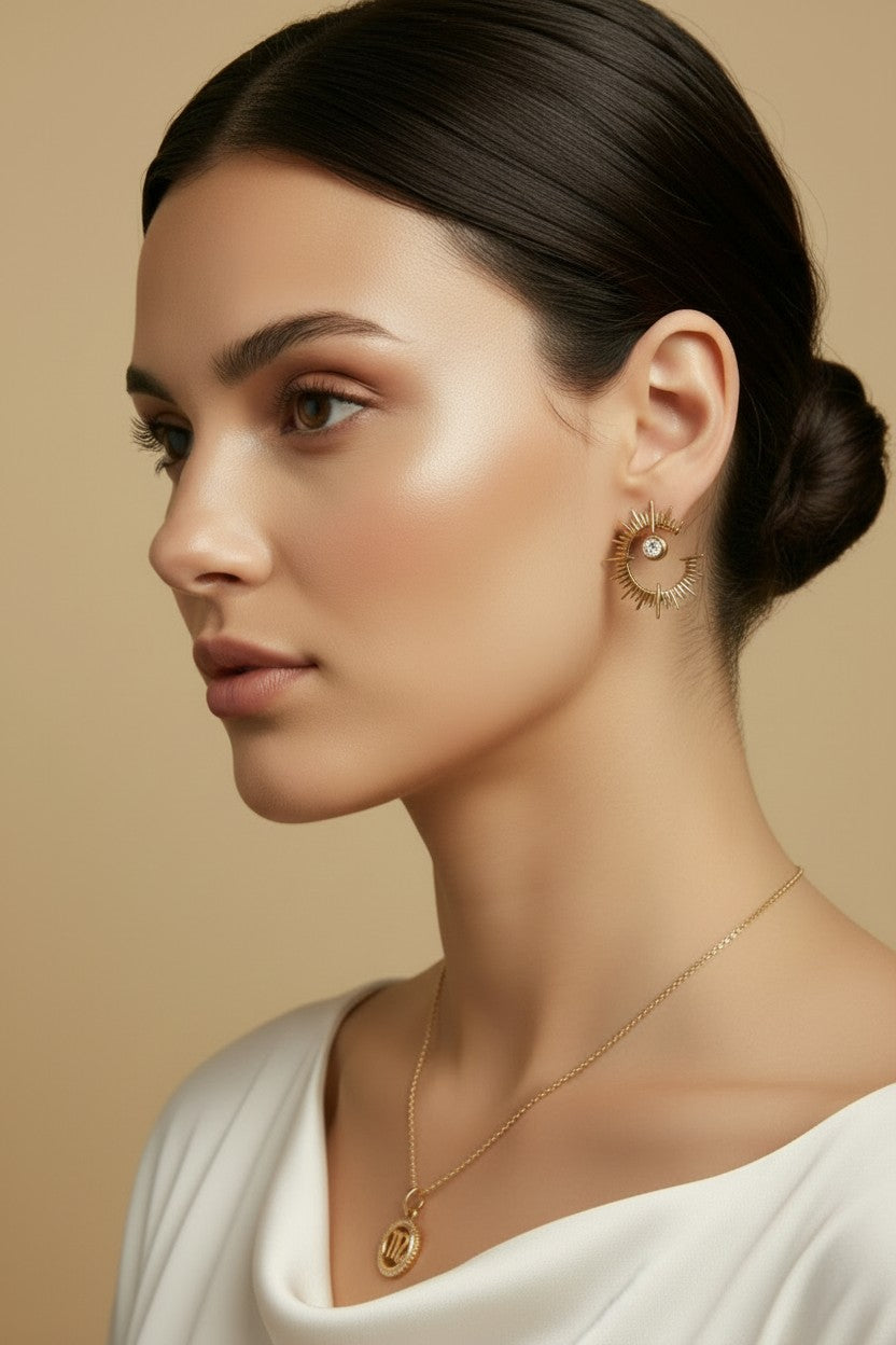18k Gold Filled Spiked CZ Stud Earrings | Exclusive & Unique Style