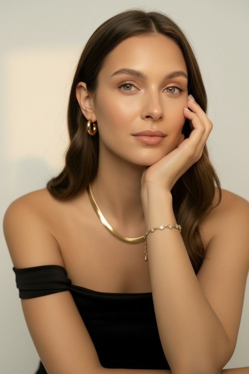 18k Gold Filled Round Bezel CZ Bracelet | Timeless Modern Simplicity
