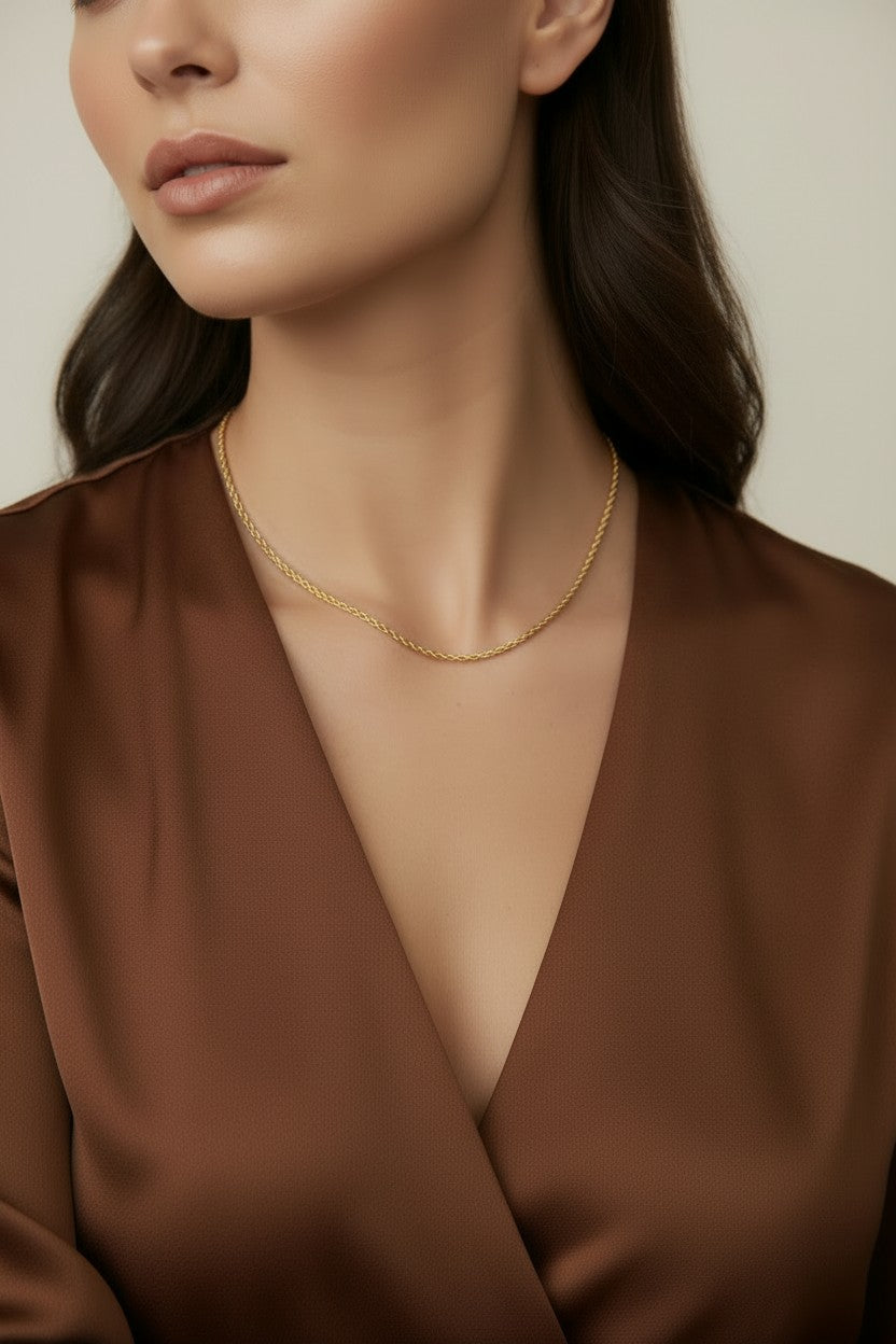 18k Gold Filled 1.7mm Rope Chain Necklace | Timeless Everyday Essential