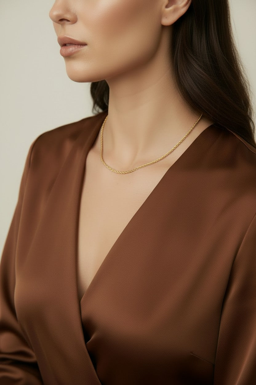 18k Gold Filled 1.7mm Rope Chain Necklace | Timeless Everyday Essential