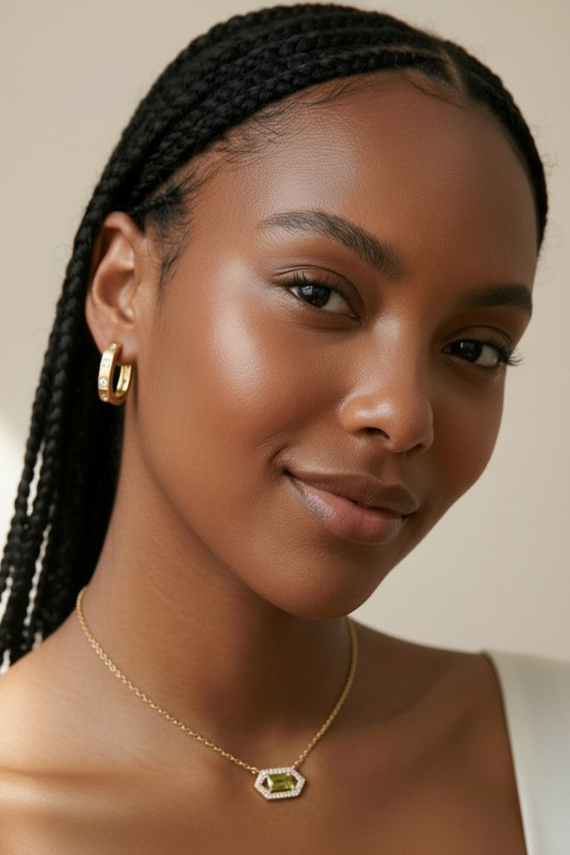 18k Gold Filled Baguette Birthstone Necklace | Personalized Sparkle