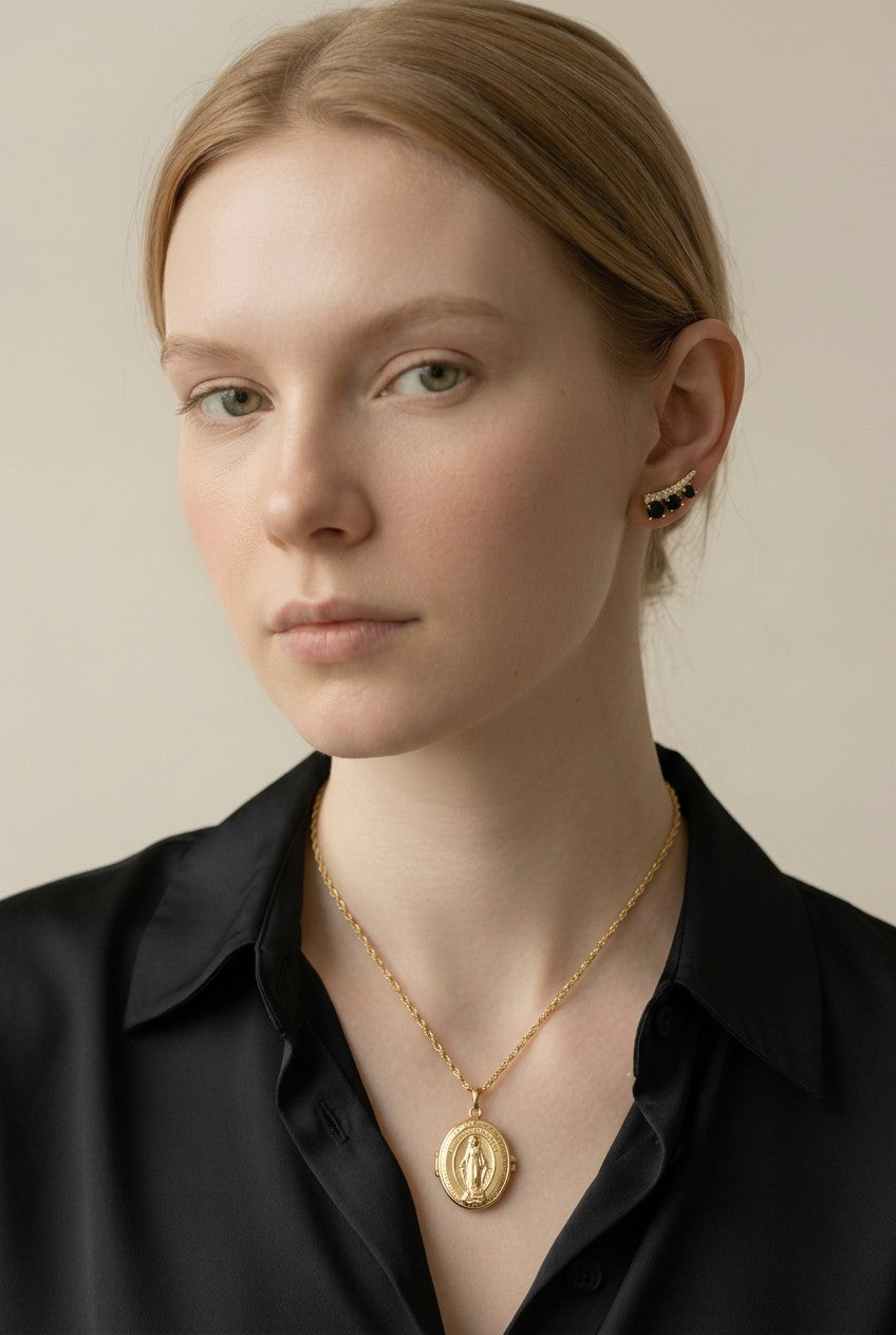 18k Gold Filled Our Lady of Grace Locket Necklace | A Meaningful Keepsake