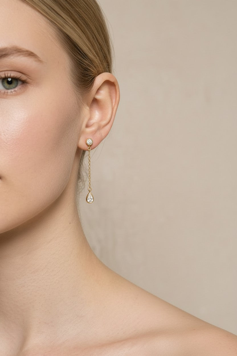 18k Gold Filled CZ Drop Earrings | Delicate Movement, Everyday Sparkle