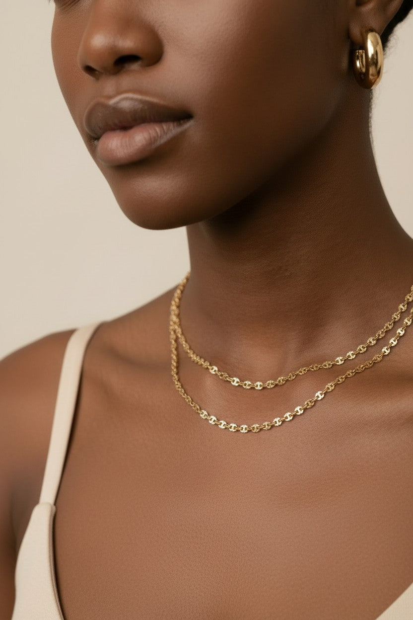 18k Gold Filled Diamond Cut Mirror Chain Necklace | Brilliant Light-Catching Sparkle