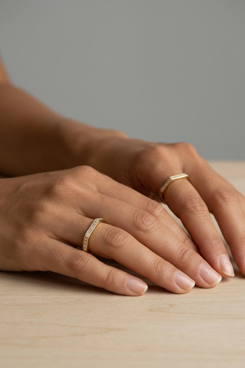 18k Gold Filled Square Ring | Modern Architectural Minimalism