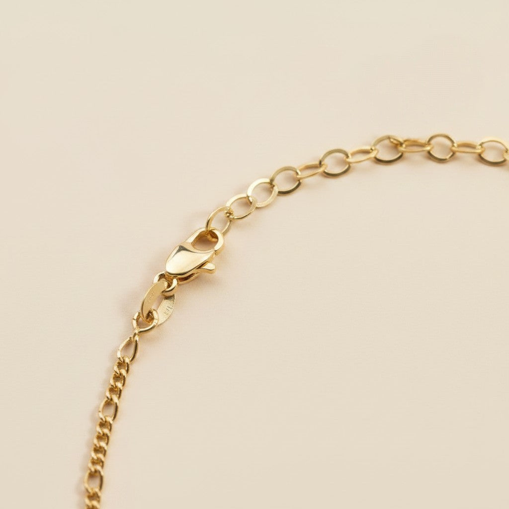 18k Gold Filled 3x1 Rounded Figaro Chain Anklet | Classic Italian-Inspired Style