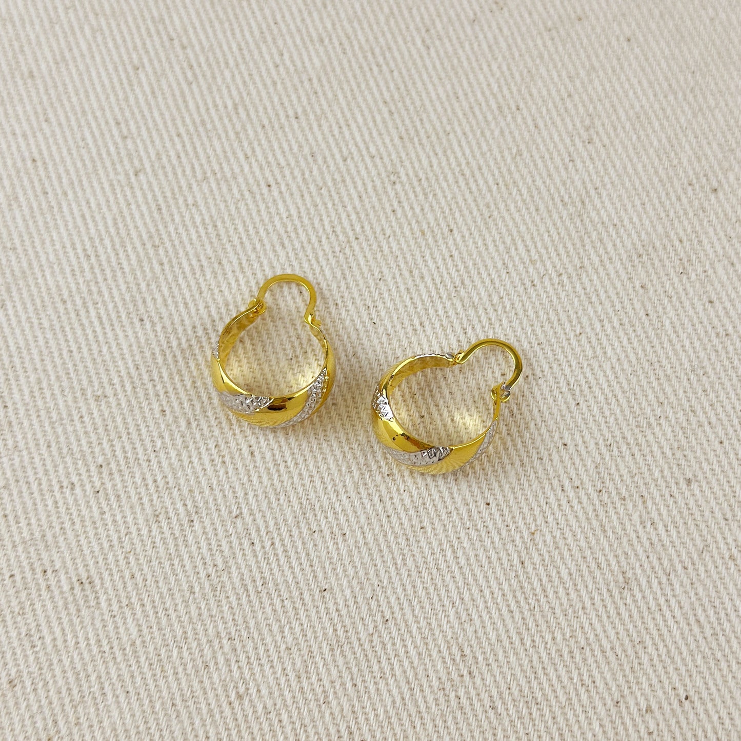 15mm Mixed Metal Ribbon Hoop Earrings