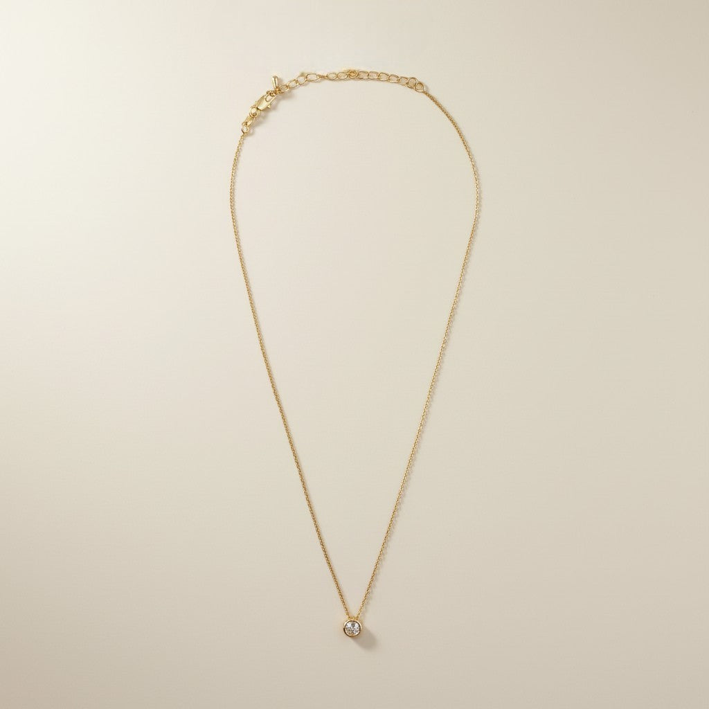 Solitaire CZ Necklace - Classic Diamond Alternative Pendant for Women
